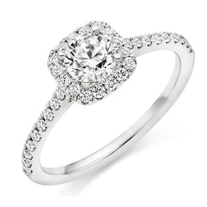 Round Brilliant Cut 0.75 CTW Halo Diamond Engagement Ring 