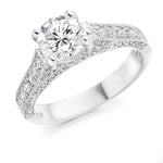 18K White Gold 1.80 CTW Diamond Solitaire & Shoulders Engagement Ring - F/VS1 - Pobjoy Diamonds