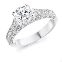 Load image into Gallery viewer, 18K White Gold 1.80 CTW Diamond Solitaire &amp; Shoulders Engagement Ring - F/VS1 - Pobjoy Diamonds