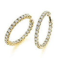 18K Gold & Claw Set 1.00 Carat Total Weight Diamond Hoop Earrings G/Si - Pobjoy Diamonds