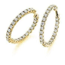 Load image into Gallery viewer, 18K Gold 1.00 Carat Diamond Hoop Earrings F/VS