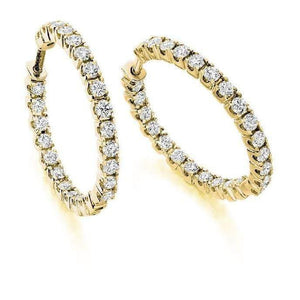 18K gold claw set 1.00 carat diamond hoop earrings-Pobjoy Diamonds