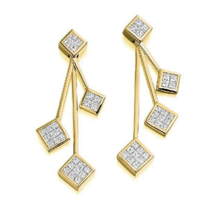 Pobjoy 18K Gold & Four Tier 1.10 Carat Diamond Drop Earrings