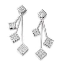 Load image into Gallery viewer, 18K Gold &amp; Four Tier 1.10 Carat Diamond Drop Earrings