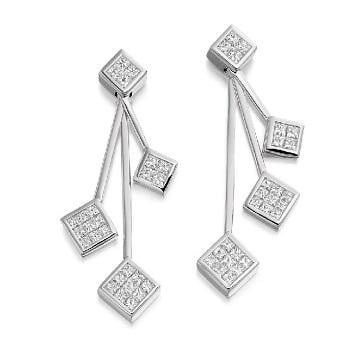 950 Platinum & Four Tier 1.10 CTW Diamond Drop Earrings