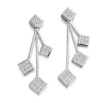950 Palladium & Four Tier 1.10 CTW Diamond Drop Earrings