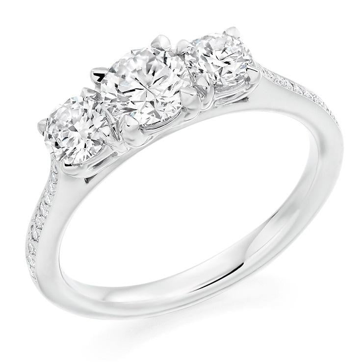 950 Platinum 1.19 CTW Diamond Trilogy Ring G/Si - Pobjoy Diamonds