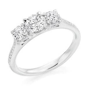 950 Platinum 1.19 CTW Diamond Trilogy Ring G/Si - Pobjoy Diamonds