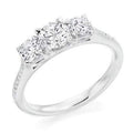 Pobjoy 950 Platinum Round Cut Diamond Trilogy Ring