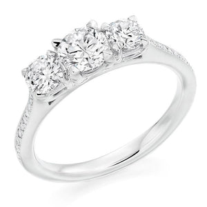 950 Platinum 1.19 CTW Diamond Trilogy Ring G/Si - Pobjoy Diamonds