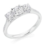 Pobjoy 950 Platinum Round Cut 1.19 CTW Diamond Trilogy Ring