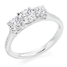 Load image into Gallery viewer, Pobjoy 950 Platinum Round Cut 1.19 CTW Diamond Trilogy Ring