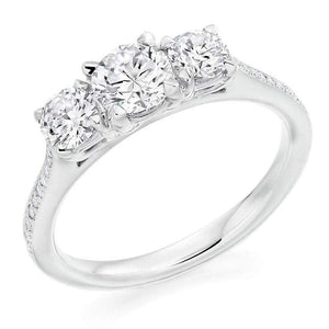 Pobjoy 950 Platinum Round Cut 1.19 CTW Diamond Trilogy Ring