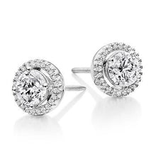 Load image into Gallery viewer, 9K Gold Round Diamond Cluster Earrings 0.86 Carat - Pobjoy Diamonds