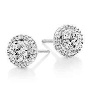 9K Gold Round Diamond Cluster Earrings 0.86 Carat - Pobjoy Diamonds