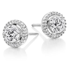 9K Gold Round Diamond Cluster Earrings 0.86 Carat - Pobjoy Diamonds