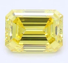 Load image into Gallery viewer, 18K Gold Fancy Vivid Yellow Emerald Cut Lab Diamond 1.28 Carat Ring - Pobjoy Diamonds