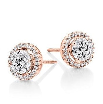 18K Gold Round Cluster Diamond Stud Earrings 1.22 Carat - Pobjoy Diamonds