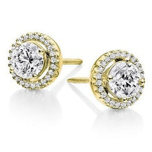 Load image into Gallery viewer, 18K Gold Round Cluster Diamond Stud Earrings 1.22 Carat- Pobjoy Diamonds