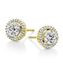 Load image into Gallery viewer, 9K Gold Round Diamond Cluster Earrings 0.86 Carat - Pobjoy Diamonds