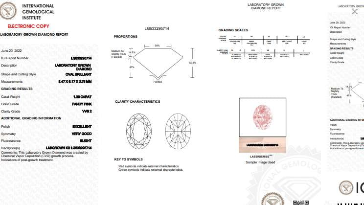 Fancy Pink Oval Cut Lab Grown Diamond 1.38 Carat VVS2 - Pobjoy Diamonds
