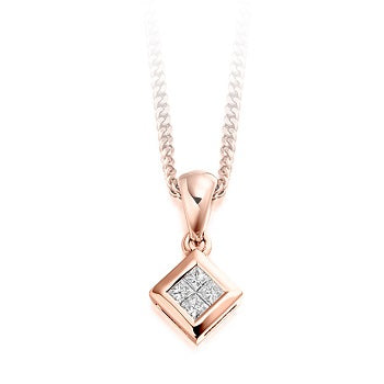 9K Rose Gold Diamond Drop Pendant 0.15 CTW - Pobjoy Diamonds