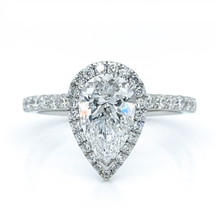 Load image into Gallery viewer, Pear Shape &amp; Halo Lab Diamond Ring 2.10 Carats Total
