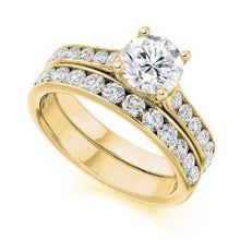 Load image into Gallery viewer, 18K  Gold Diamond Eternity &amp; Solitaire Engagement Ring Combination - Pobjoy Diamonds