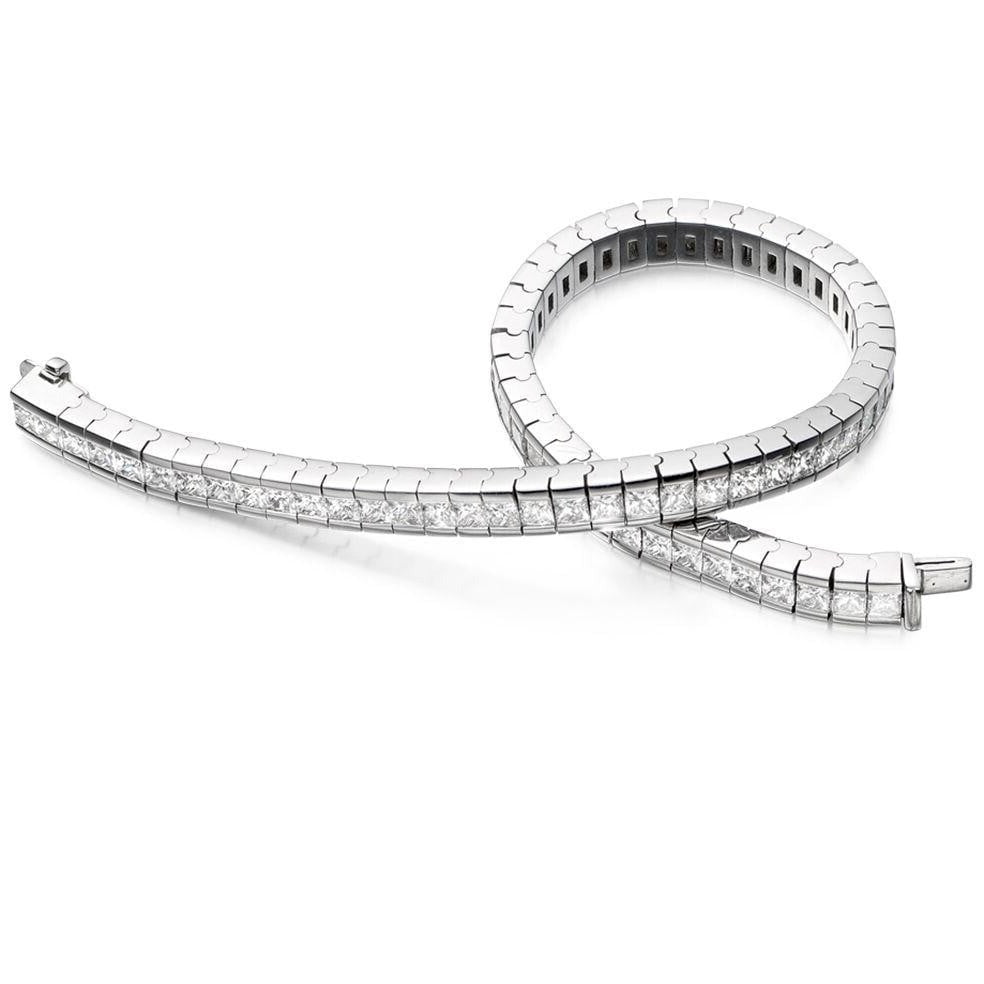 18K White Gold Diamond Pobjoy Tennis Bracelet 8.5 Carats
