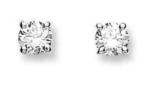 Load image into Gallery viewer, 18K White Gold Claw Set Brilliant Round Cut Solitaire Diamond Earrings. Pobjoy Surrey