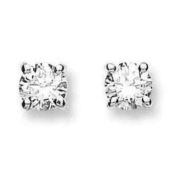 18K White/Yellow Gold 0.50 Carat Solitaire Diamond Stud Earrings H/Si - Pobjoy Diamonds