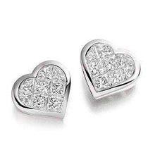 Load image into Gallery viewer, 9K Gold Diamond Heart Earrings 1.00 Carat Princess Cut - Pobjoy Diamonds