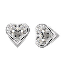 Load image into Gallery viewer, Ladies perfectly matched heart shaped solitaire diamond stud earrings.