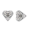 Ladies perfectly matched heart shaped solitaire diamond stud earrings.
