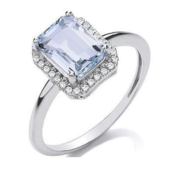 18K White Gold, Diamond & 2.00 Carat Aquamarine Ring G/Si - Pobjoy Diamonds