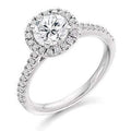 18K White Gold Round Brilliant Cut 1.40 Carat Diamond Halo Ring F/Si - Pobjoy Diamonds