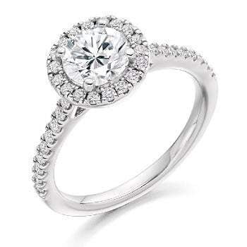 950 Platinum Round Brilliant Cut 1.40 CTW Diamond Halo Ring - Pobjoy Diamonds