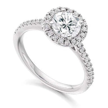Load image into Gallery viewer, 950 Platinum Round Brilliant Cut 1.40 CTW Diamond Halo Ring - Pobjoy Diamonds