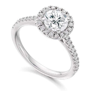 950 Platinum Round Brilliant Cut 1.40 CTW Diamond Halo Ring - Pobjoy Diamonds