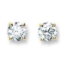 Load image into Gallery viewer, Gold 1.00 Carat Round Brilliant Cut Diamond Stud Earrings