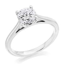 Load image into Gallery viewer, 950 Platinum 1.00 Carat Solitaire Round Brilliant Cut Cathedral Diamond Ring F/VS1 - Pobjoy Diamonds