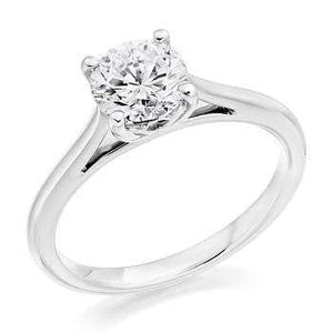 950 Platinum 1.00 Carat Solitaire Round Brilliant Cut Cathedral Diamond Ring F/VS1 - Pobjoy Diamonds