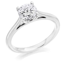 Load image into Gallery viewer, 950 Platinum 1.00 Carat Solitaire Round Brilliant Cut Cathedral Diamond Ring F/VS1 - Pobjoy Diamonds
