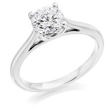 Load image into Gallery viewer, 950 Platinum 1.00 Carat Solitaire Round Brilliant Cut Cathedral Diamond Ring G/Si - Pobjoy Diamonds