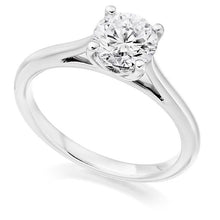 Load image into Gallery viewer, 950 Platinum 1.00 Carat Solitaire Round Brilliant Cut Cathedral Diamond Ring G/Si - Pobjoy Diamonds