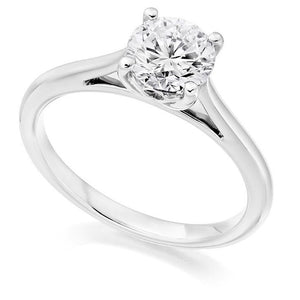 950 Platinum 1.00 Carat Solitaire Round Brilliant Cut Cathedral Diamond Ring G/Si - Pobjoy Diamonds