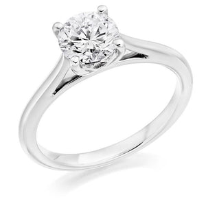 950 Platinum 1.00 Carat Solitaire Round Brilliant Cut Cathedral Diamond Ring G/Si - Pobjoy Diamonds