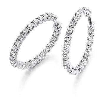950 Palladium Diamond Hoop Earrings 1.00 Carat-Pobjoy Diamonds