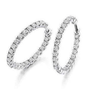 18K Gold 1.00 Carat Diamond Hoop Earrings F/VS - Pobjoy Diamonds
