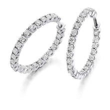Load image into Gallery viewer, Platinum Diamond Hoop Earrings 1.00 Carat